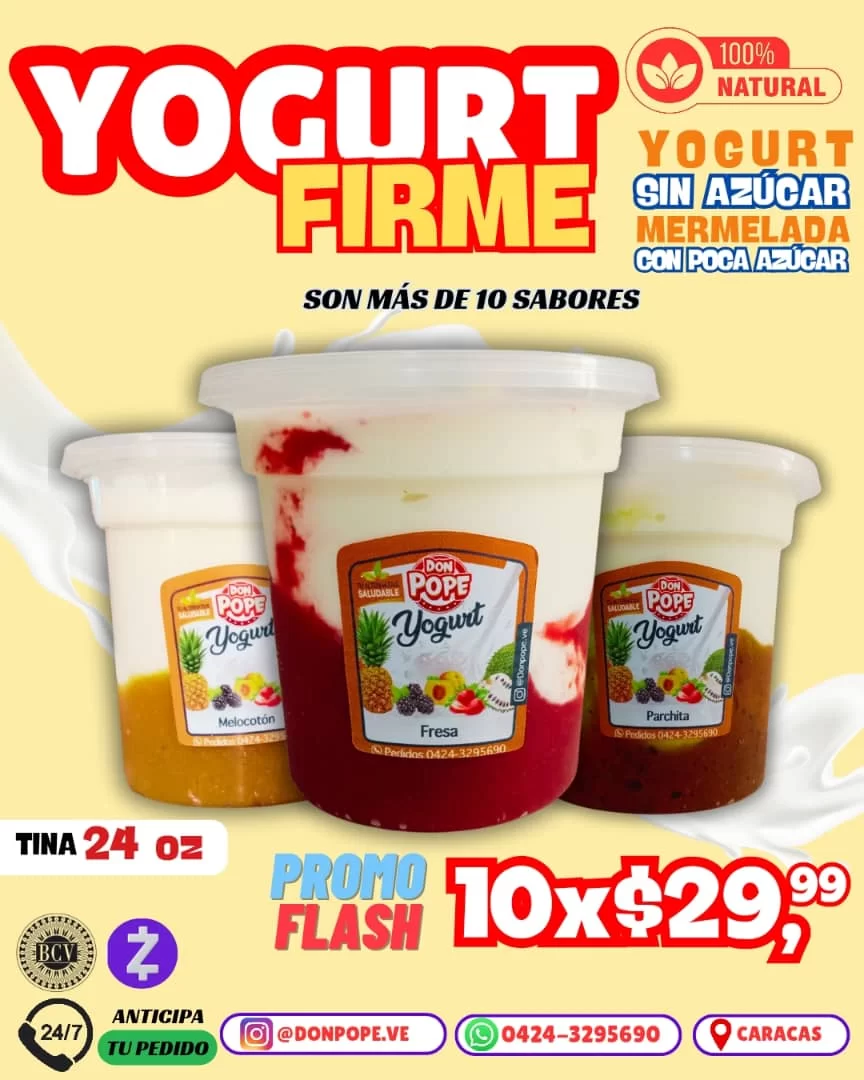 Imagen de Yogurt Firme sin Azúcar, Mermeladas de frutas con poca Azúcar  VENTA POR MAYOR Y DETAL ✅ @donpope.ve
